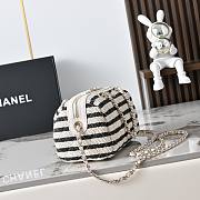 Chanel Clutch with Chain Printed Fabric & Gold-Tone Metal Beige & Black - 18.5x11.5x11cm - 5