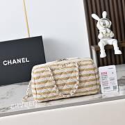 Chanel Clutch with Chain Printed Fabric & Gold-Tone Metal Beige & Beige - 18.5x11.5x11cm - 1