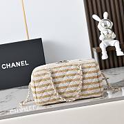 Chanel Clutch with Chain Printed Fabric & Gold-Tone Metal Beige & Beige - 18.5x11.5x11cm - 2