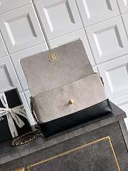Chanel Large Flap Bag With Top Handle Suede Calfskin Shiny Lambskin & Gold Tone Metal Gray & Black - 29x18x8cm - 2