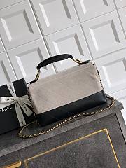 Chanel Large Flap Bag With Top Handle Suede Calfskin Shiny Lambskin & Gold Tone Metal Gray & Black - 29x18x8cm - 4