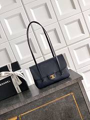 Chanel Clutch with Leather Strap Grained Shiny Calfskin & Gold-Tone Metal Dark Blue - 17x11.5x5cm - 1