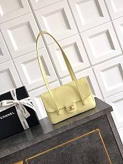 Chanel Clutch with Leather Strap Grained Shiny Calfskin & Gold-Tone Metal Light Yellow - 17x11.5x5cm - 1