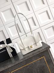 Chanel Clutch with Leather Strap Grained Shiny Calfskin & Gold-Tone Metal White - 17x11.5x5cm - 1