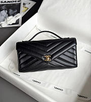 Chanel Clutch Flap Bag With Top Handle Goatskin & Gold-Tone Metal Black - 25x13x6.5cm - 1