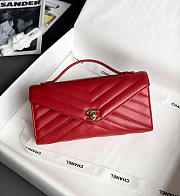 Chanel Clutch Flap Bag With Top Handle Goatskin & Gold-Tone Metal Red - 25x13x6.5cm - 1