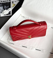 Chanel Clutch Flap Bag With Top Handle Goatskin & Gold-Tone Metal Red - 25x13x6.5cm - 2