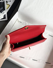 Chanel Clutch Flap Bag With Top Handle Goatskin & Gold-Tone Metal Red - 25x13x6.5cm - 4