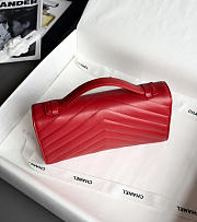 Chanel Clutch Flap Bag With Top Handle Goatskin & Gold-Tone Metal Red - 25x13x6.5cm - 3