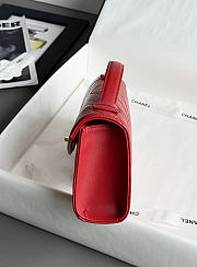 Chanel Clutch Flap Bag With Top Handle Goatskin & Gold-Tone Metal Red - 25x13x6.5cm - 6