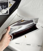 Chanel Clutch Flap Bag With Top Handle Goatskin & Gold-Tone Metal Metallic Silver - 25x13x6.5cm - 6