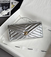 Chanel Clutch Flap Bag With Top Handle Goatskin & Gold-Tone Metal Metallic Silver - 25x13x6.5cm - 5