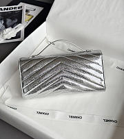 Chanel Clutch Flap Bag With Top Handle Goatskin & Gold-Tone Metal Metallic Silver - 25x13x6.5cm - 4