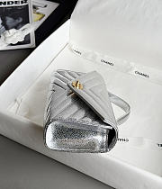 Chanel Clutch Flap Bag With Top Handle Goatskin & Gold-Tone Metal Metallic Silver - 25x13x6.5cm - 3