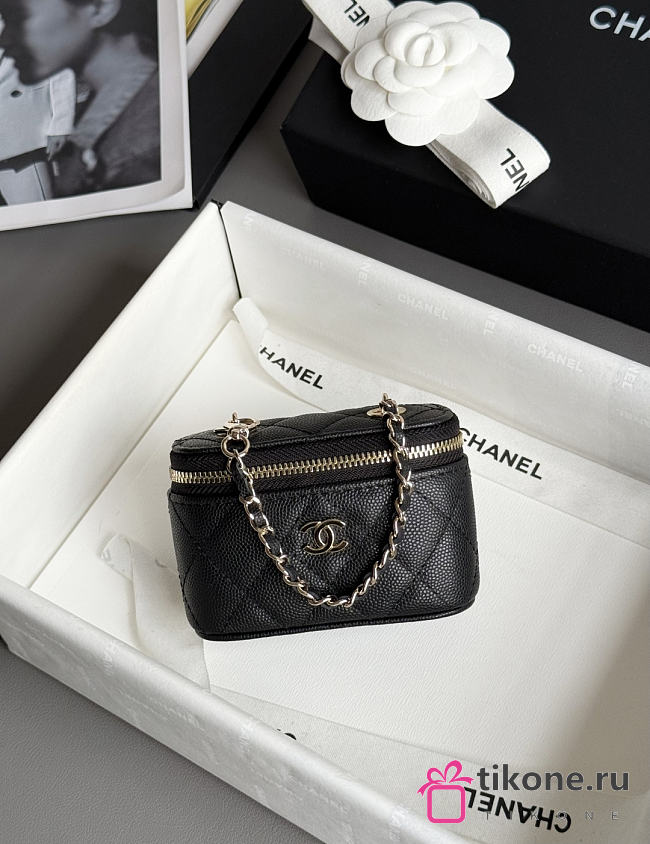 Chanel Classic Mini Bag Charm Caviar & Gold Tone Metal Black - 10.5x6.7x4cm - 1