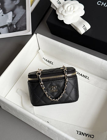 Chanel Classic Mini Bag Charm Caviar & Gold Tone Metal Black - 10.5x6.7x4cm