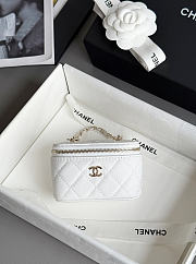 Chanel Classic Mini Bag Charm Caviar & Gold Tone Metal White - 10.5x6.7x4cm - 5