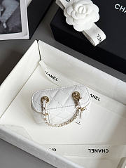 Chanel Classic Mini Bag Charm Caviar & Gold Tone Metal White - 10.5x6.7x4cm - 3