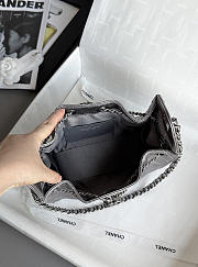 Chanel 25 Mini Handbag Metallic Grained Calfskin & Aged Silver Tone Metal Gunmetal Silver - 22x20x12.5cm - 5