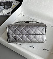 Chanel 25 Mini Handbag Metallic Grained Calfskin & Aged Silver Tone Metal Gunmetal Silver - 22x20x12.5cm - 4