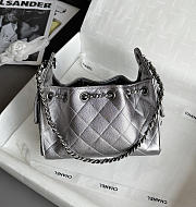Chanel 25 Mini Handbag Metallic Grained Calfskin & Aged Silver Tone Metal Gunmetal Silver - 22x20x12.5cm - 2