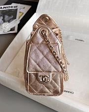 Chanel 25 Mini Handbag Metallic Grained Calfskin & Gold Metal Rose Gold - 22x20x12.5cm - 6