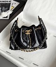 Chanel 25 Mini Handbag Shiny Crumpled Calfskin Gold-Tone & Ruthenium-Finish Metal Black - 22x20x12.5cm - 1