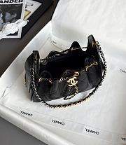 Chanel 25 Mini Handbag Shiny Crumpled Calfskin Gold-Tone & Ruthenium-Finish Metal Black - 22x20x12.5cm - 5