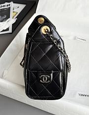 Chanel 25 Mini Handbag Shiny Crumpled Calfskin Gold-Tone & Ruthenium-Finish Metal Black - 22x20x12.5cm - 6