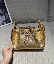 Chanel 25 Mini Handbag Metallic Grained Calfskin & Gold Metal Gold - 22x20x12.5cm - 1