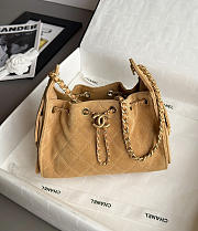 Chanel 25 Mini Handbag Suede Calfskin & Gold Tone Metal Gold - 22x20x12.5cm - 4