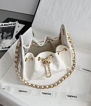 Chanel 25 Mini Handbag Grained Calfskin & Gold Tone Metal White - 22x20x12.5cm - 6