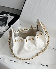 Chanel 25 Mini Handbag Grained Calfskin & Gold Tone Metal White - 22x20x12.5cm - 5