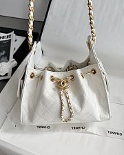 Chanel 25 Mini Handbag Grained Calfskin & Gold Tone Metal White - 22x20x12.5cm - 4