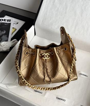 Chanel 25 Mini Handbag Metallic Grained Calfskin & Gold Tone Metal Bronze - 22x20x12.5cm 