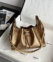 Chanel 25 Mini Handbag Metallic Grained Calfskin & Gold Tone Metal Bronze - 22x20x12.5cm  - 6