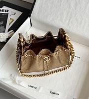 Chanel 25 Mini Handbag Metallic Grained Calfskin & Gold Tone Metal Bronze - 22x20x12.5cm  - 5