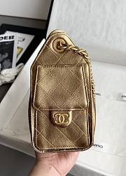 Chanel 25 Mini Handbag Metallic Grained Calfskin & Gold Tone Metal Bronze - 22x20x12.5cm  - 3