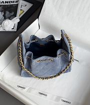 Chanel 25 Mini Handbag Suede Calfskin & Gold Tone Metal Blue - 22x20x12.5cm - 6