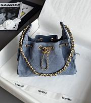 Chanel 25 Mini Handbag Suede Calfskin & Gold Tone Metal Blue - 22x20x12.5cm - 4