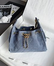 Chanel 25 Mini Handbag Suede Calfskin & Gold Tone Metal Blue - 22x20x12.5cm - 2