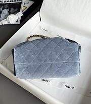 Chanel 25 Mini Handbag Suede Calfskin & Gold Tone Metal Blue - 22x20x12.5cm - 3