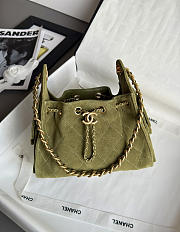 Chanel 25 Mini Handbag Suede Calfskin & Gold Tone Metal Olive - 22x20x12.5cm - 1