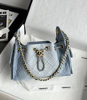 Chanel 25 Mini Handbag Washed Denim Gold-Tone Metal Blue - 22x20x12.5cm - 1