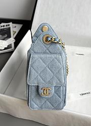 Chanel 25 Mini Handbag Washed Denim Gold-Tone Metal Blue - 22x20x12.5cm - 6