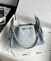 Chanel 25 Mini Handbag Washed Denim Gold-Tone Metal Blue - 22x20x12.5cm - 5