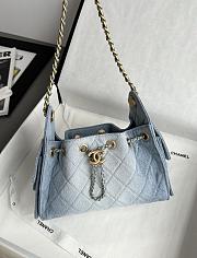 Chanel 25 Mini Handbag Washed Denim Gold-Tone Metal Blue - 22x20x12.5cm - 4