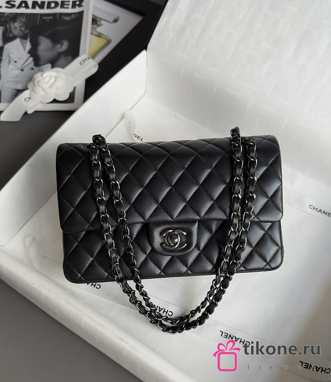 Chanel Classic Black Lamskin Gunmetal Hardware Bag - 15.5×25.5×6.5cm - 1