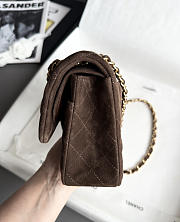 Chanel Small Classic Handbag Suede Calfskin & Gold-Tone Metal Dark Brown - 23x14.5x6cm - 6