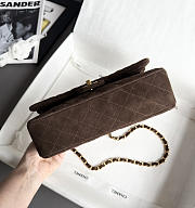 Chanel Small Classic Handbag Suede Calfskin & Gold-Tone Metal Dark Brown - 23x14.5x6cm - 5